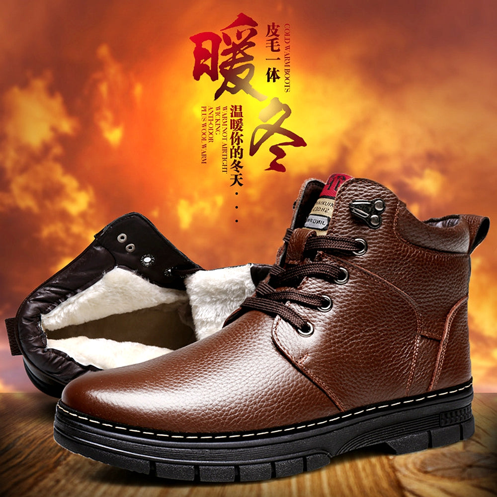 Men's Shoes New Style Patent Leather Outdoors / Casual Fashion Comfort Black / Brown Warm Winter Boots