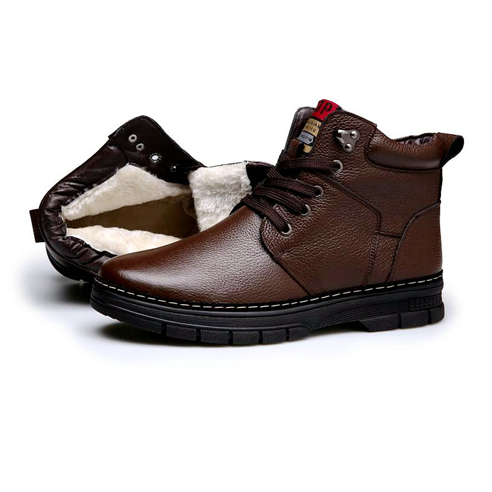Men's Shoes New Style Patent Leather Outdoors / Casual Fashion Comfort Black / Brown Warm Winter Boots