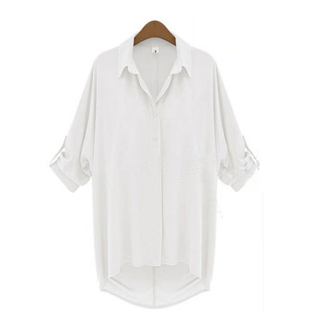 S-6XL Plus Size Clothes For Women Blouse 2017 Spring Long Sleeves Chiffon Shirts Loose UCJ13