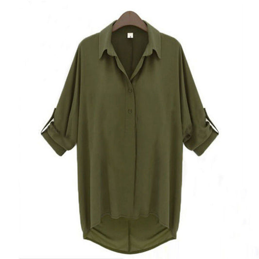 S-6XL Plus Size Clothes For Women Blouse 2017 Spring Long Sleeves Chiffon Shirts Loose UCJ13