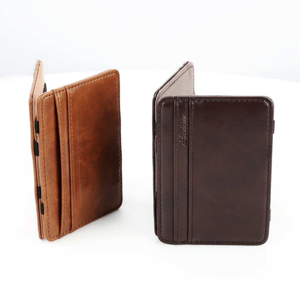 Men's Fashion Magic Faux Leather Slim Wallet Money Clip Card Holder Purse