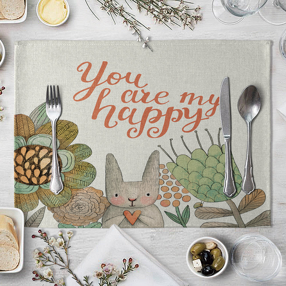Rectangle Cartoon Animal Printed Heat Insulation Placemat Home Tablewear Pad