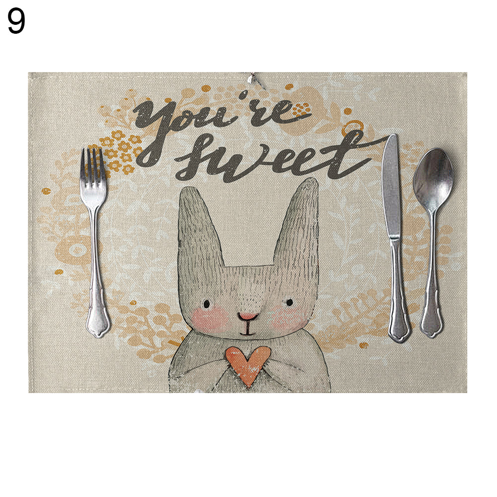 Rectangle Cartoon Animal Printed Heat Insulation Placemat Home Tablewear Pad