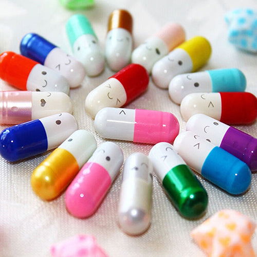 50 Pcs Message Storage Bottle Capsule Letter Cute Love Friendship Half Color Pill