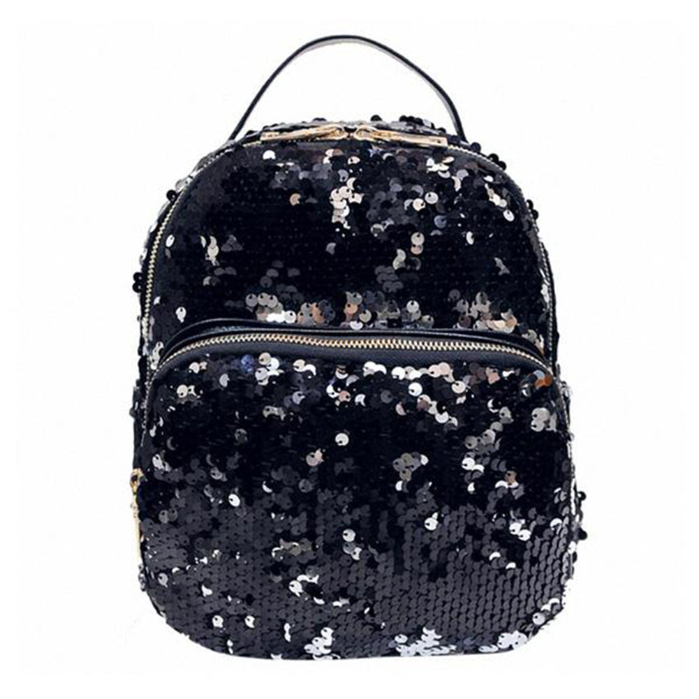 Bling Sequins Travel School Backpack Fashion Women Faux Leather Shoulder Bag