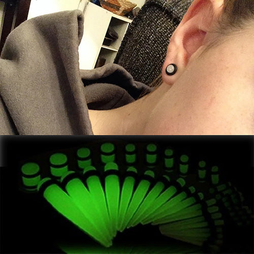 36Pcs/Set Unisex Acrylic Glow Ear Taper Plug Stretching Gauges Ear Expander Kit