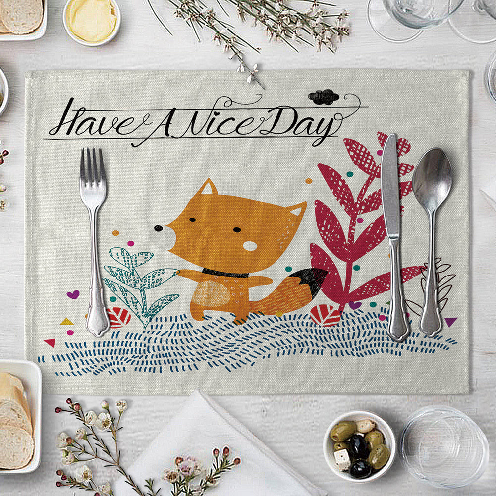 Rectangle Cartoon Animal Printed Heat Insulation Placemat Home Tablewear Pad