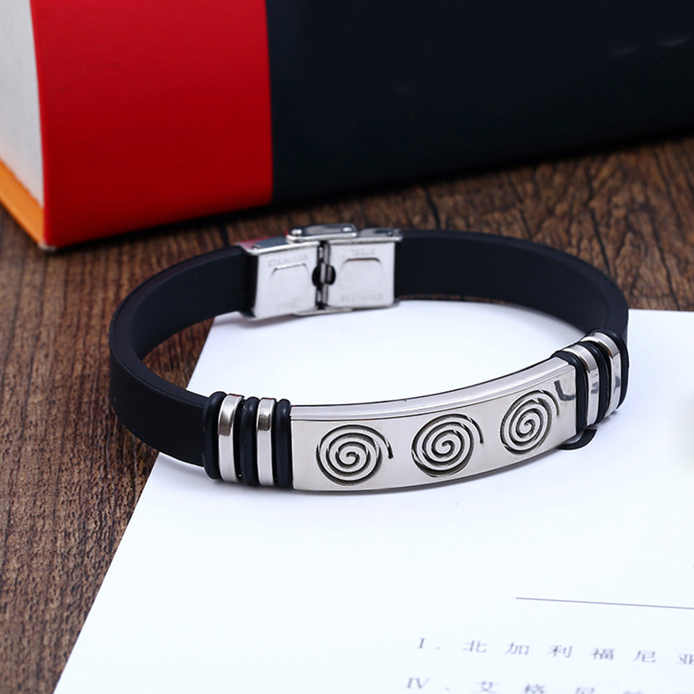Punk Swirl Carving Men Fashion Stainless Steel Adjustable Bracelet Wristband