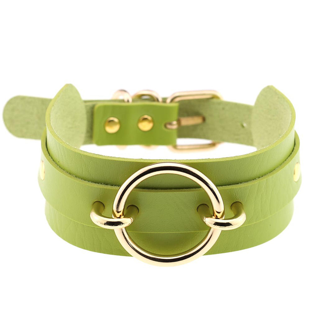 Fashion Gothic Wide Faux Leather O Ring Collar Choker Necklace Women Jewelry