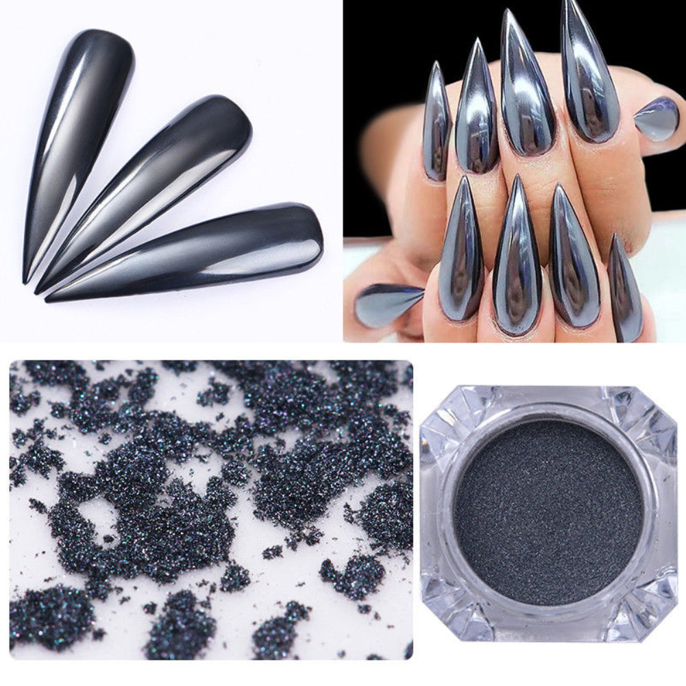 Black Mirror Effect Shinning Glitter Pigment Dust Women Party Nail Art Powder