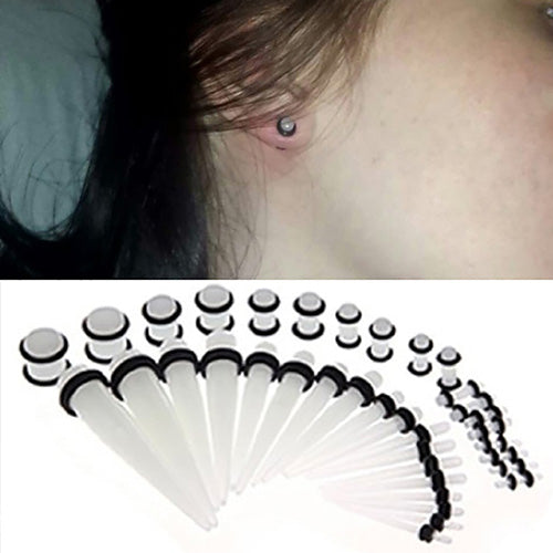 36Pcs/Set Unisex Acrylic Glow Ear Taper Plug Stretching Gauges Ear Expander Kit