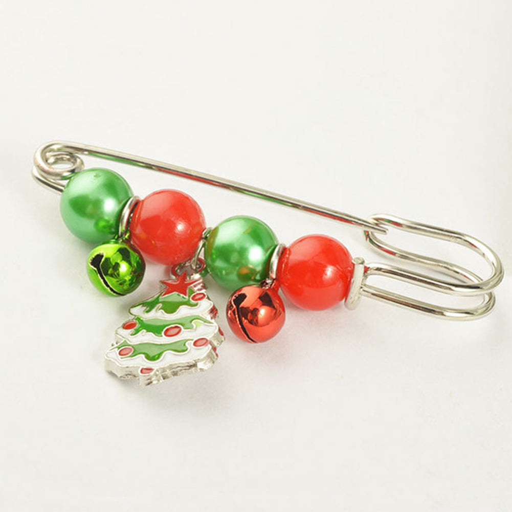 Handcraft Gift Santa Claus Christmas Tree Pattern Small Bell  Cute Brooch Pin
