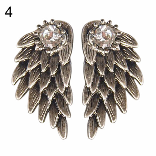 Women's Angel Wings Rhinestone Inlaid Alloy Ear Studs Party Jewelry Earrings