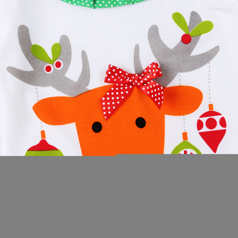 Christmas Kids Baby Girls Reindeer Top Stripe Tutu Pantskirt Set Clothes Outfits