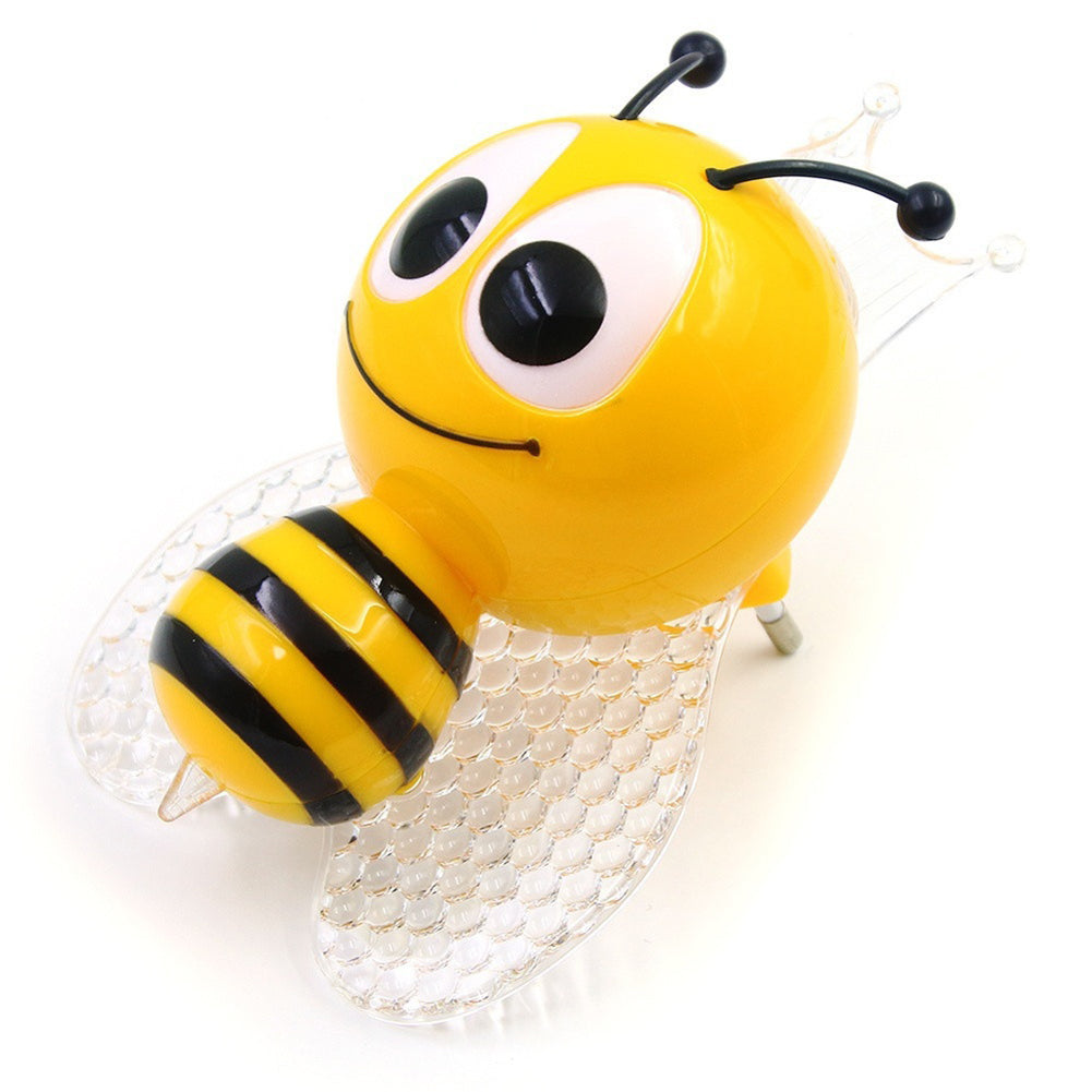 Colorful Cute Bee EU Plug LED Wall Night Lamp Light Controlled Kid Bedroom Decor