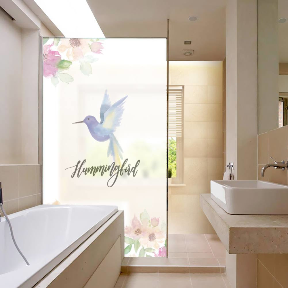 Fashion Bird Pattern PVC Frosted Door Glass Sticker Bedroom Bathroom Decal Decor