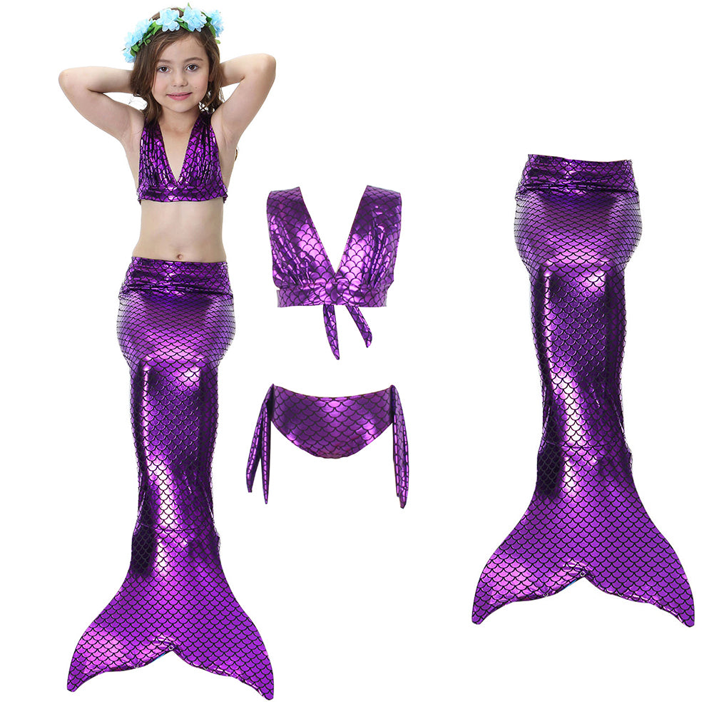 Little Girls Swimming Mermaid Tail Cosplay Swim Bikini Set Costume Sexy Swimwear