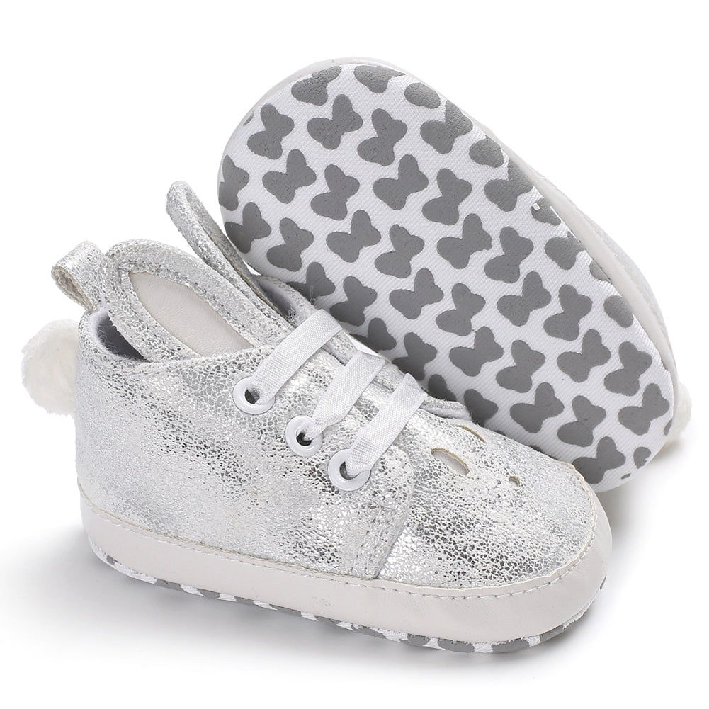 Toddler Infant Kid Girl Cute Rabbit Ear Sneakers Shiny Faux Leather Baby Shoes
