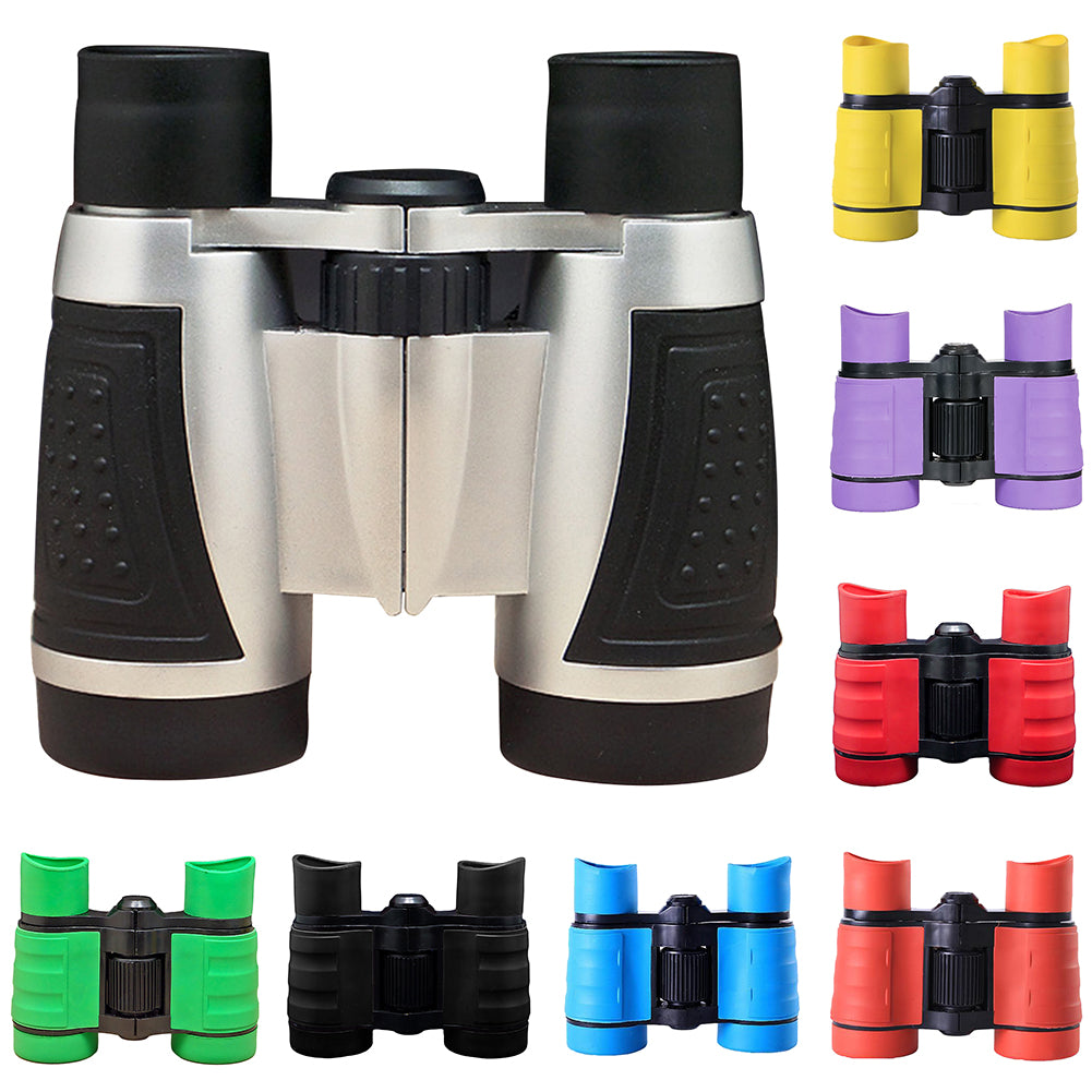 4X Magnification 30mm Objective Colorful Kids Child Mini Compass Binoculars Toy