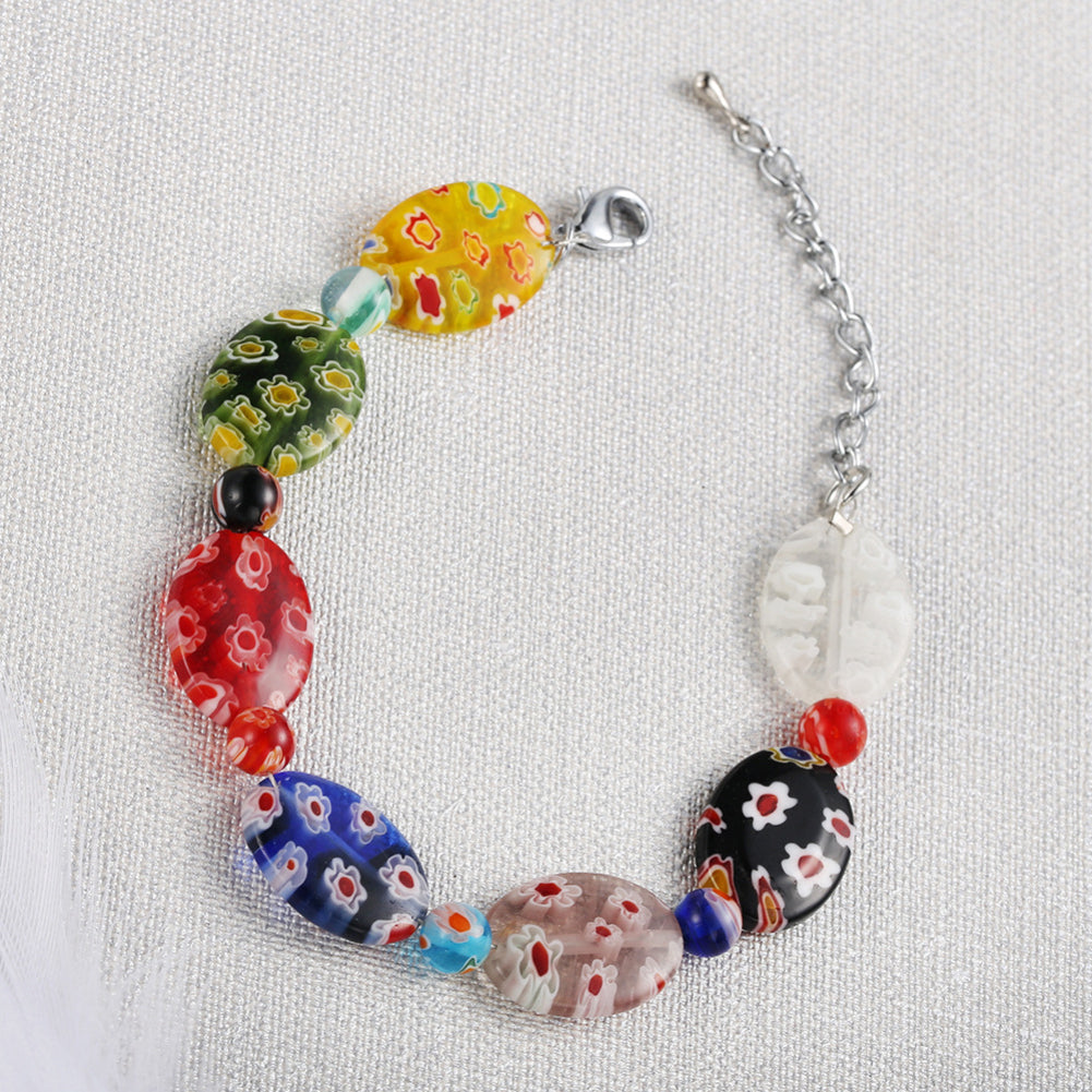 Women Fashion Cherry Flower Floral Colored Glaze Bracelet Bangle Jewelry Gift