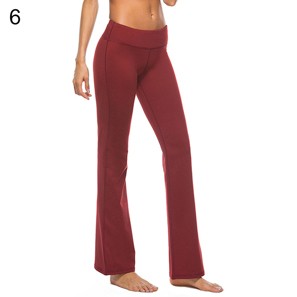 Solid Color Elastic Women's Gym Fitness Yoga Casual Loose Long Pants Trousers