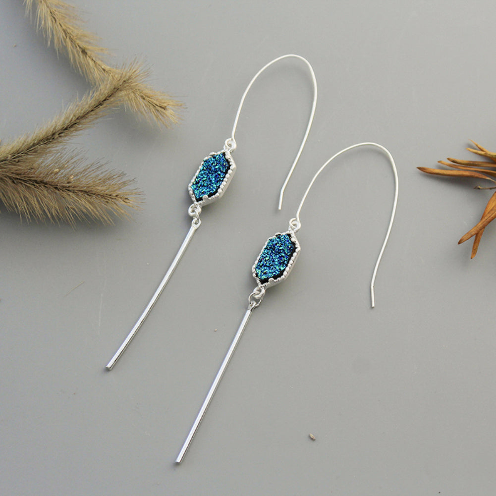 Women Fashion Geometric Tassels Long Dangle Hook Earrings Piercing Jewelry