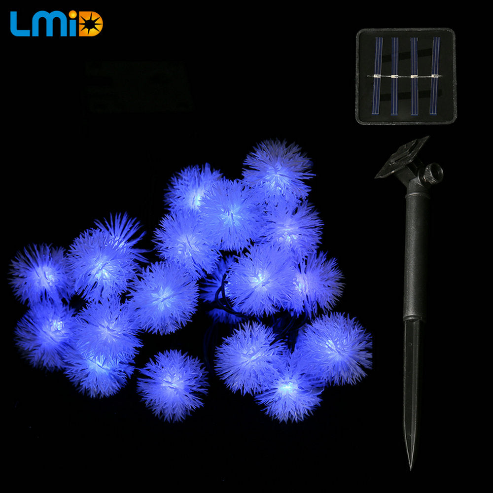 Solar Lamps 4.8M 20LEDs Fairy Snowball Snowflake Garland String Light Waterproof Outdoor Decoration Christmas Garden