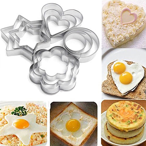 12 x Kitchen Stainless Steel Cake Cookie Fried Egg Fondant Mold Sugarcraft Cutter