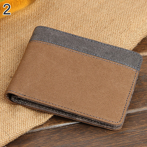 Men's Short Canvas Wallet Vertical Horizontal Bifold Card Money Clutch Multi-slot