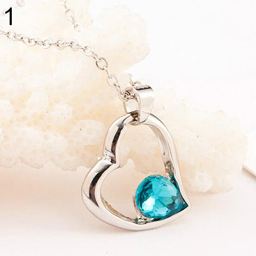 Women's Love Heart Crystal Pendant Chain Collar Bib Choker Party Gift Necklace