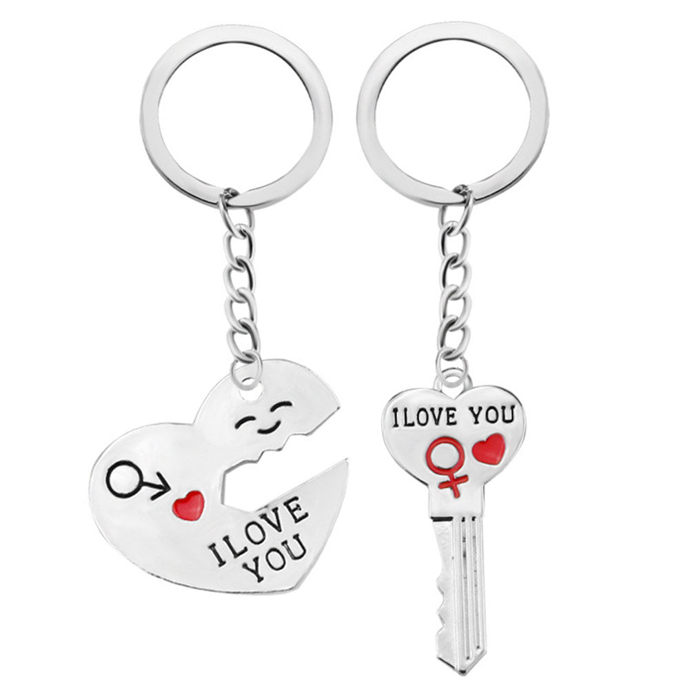 Romantic Couple Keychain Keyring Keyfob Valentine's Day Lover Gift Heart Key Set