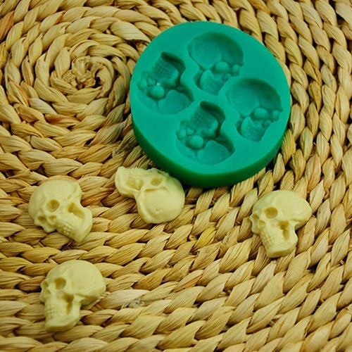 3D Skull Head Silicone Fondant Cake Mold  Chocolate Halloween Party DIY Tools