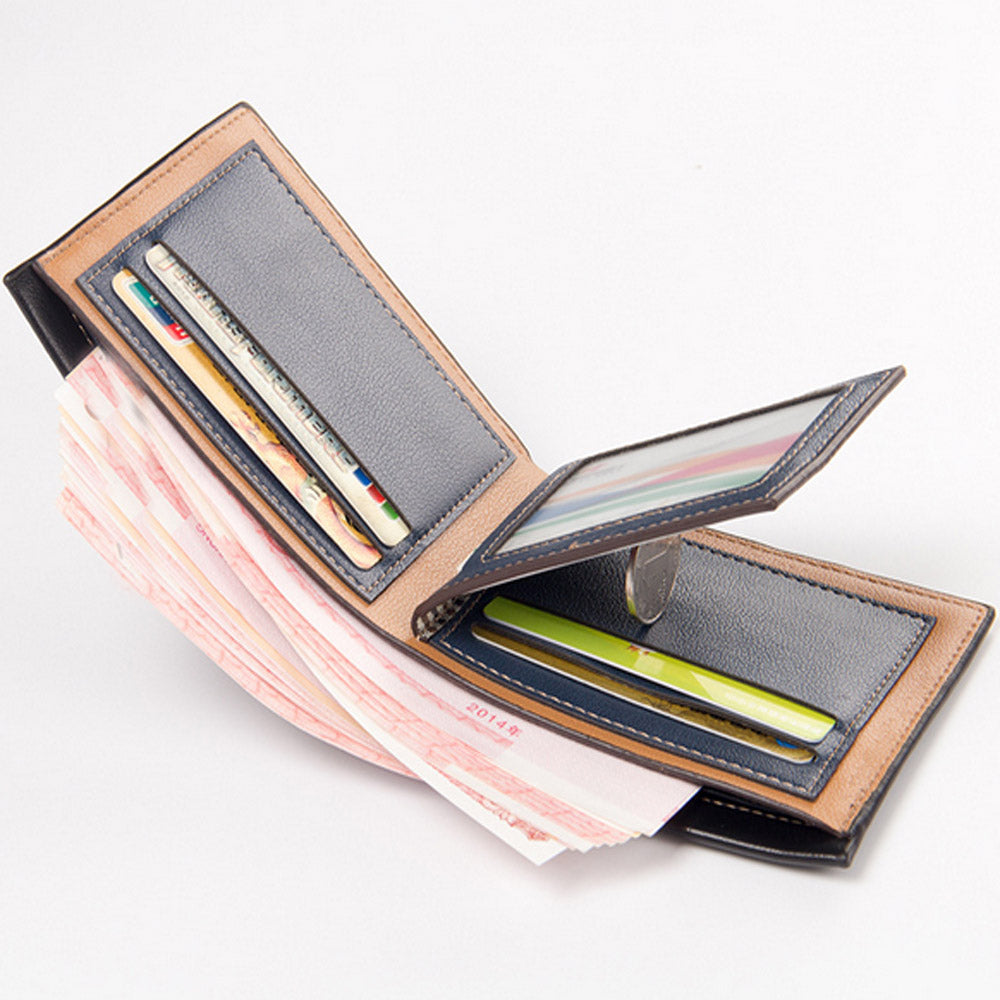 Men Small Short Wallet Coin Purses Male PU Leather Money Billfold Coin Pocket ID Card Holders Clutch Bag Clips