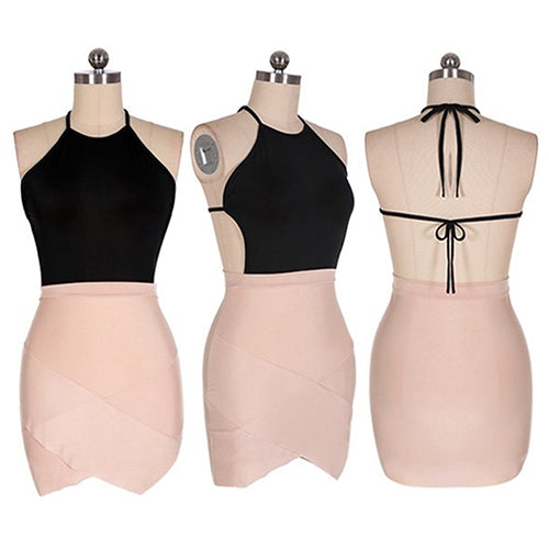 Women’ Fashion Sexy Backless Bodycon Bandage Evening Party Cocktail Short Mini Dress