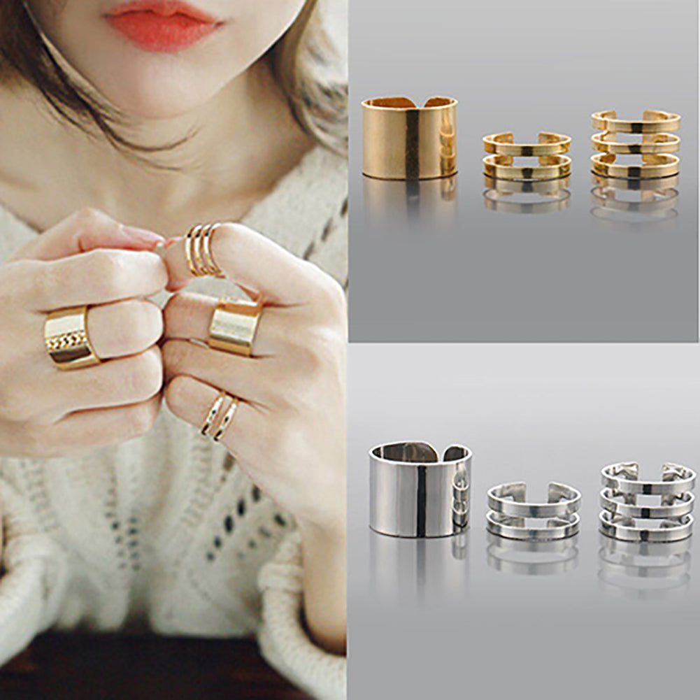 3 Pcs/Set Fashion Open Rings Midi Finger Knuckle Stack Rings Charms Xmas Gift
