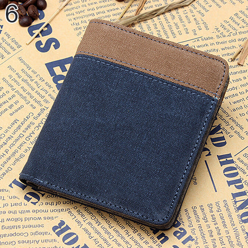 Men's Short Canvas Wallet Vertical Horizontal Bifold Card Money Clutch Multi-slot