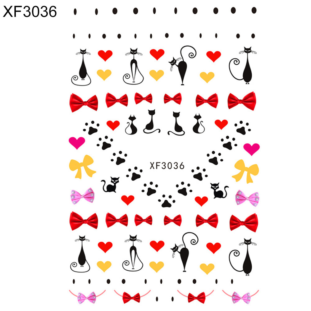 Fashion Flower Cat Heart Nail Art Sticker Decal Manicure Nail Tip Decoration