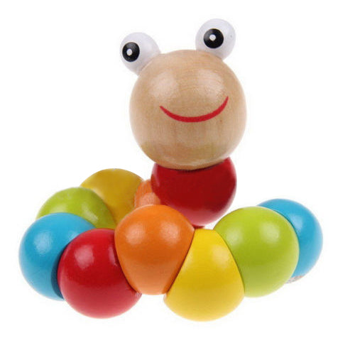 Baby Kids Creative Colorful Twist Colored Insects Toy Wooden Educational Gift
