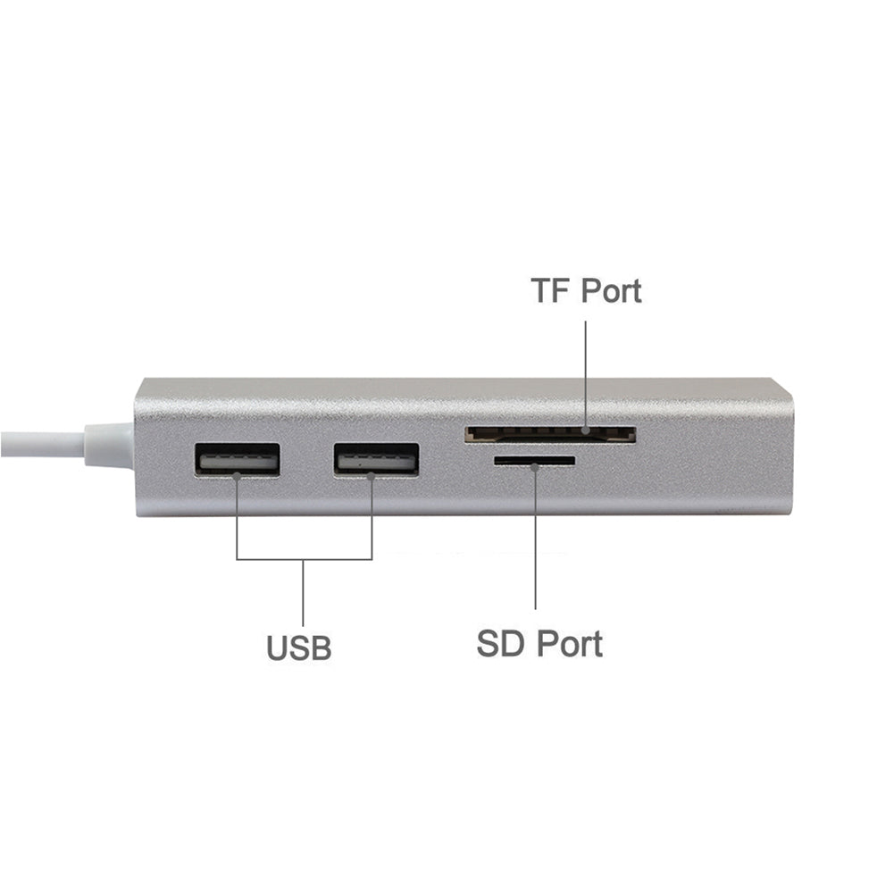 USB Type C Hub Wired Gigabit Ethernet Card LAN Adapter with SD/TF Card Reader