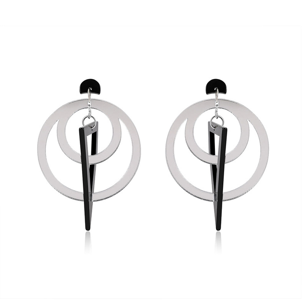 Creative Women Hollow Geometric Stitching Circle Triangle Earrings Ear Jewelry