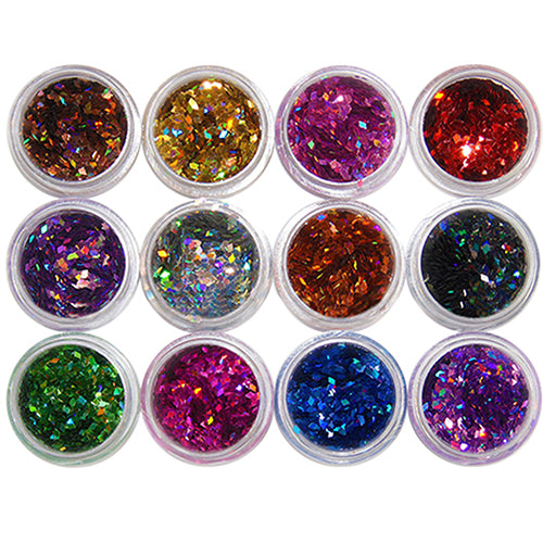 12 Colors Nail Art Rhombus Glitter Shape Sequins Powder Decoration Tips DIY