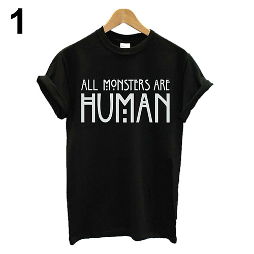 Men Women Fashion Summer Letters Print Casual Short Sleeve Tee Top T-shirt