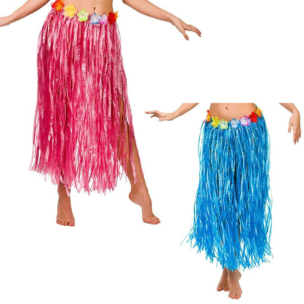 60/80cm Hawaiian Hula Grass Flower Party Dress Skirt Beach Dance Adult Costume
