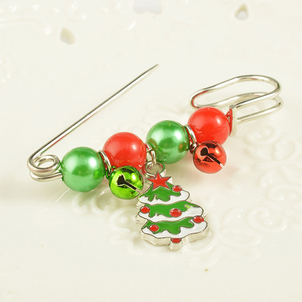 Handcraft Gift Santa Claus Christmas Tree Pattern Small Bell  Cute Brooch Pin