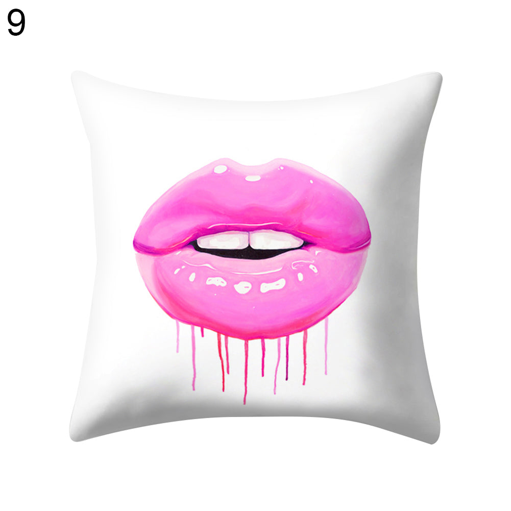 Sexy Lip Peach Skin Cushion Cover Square Throw Pillowcase Coffee House Bar Decor