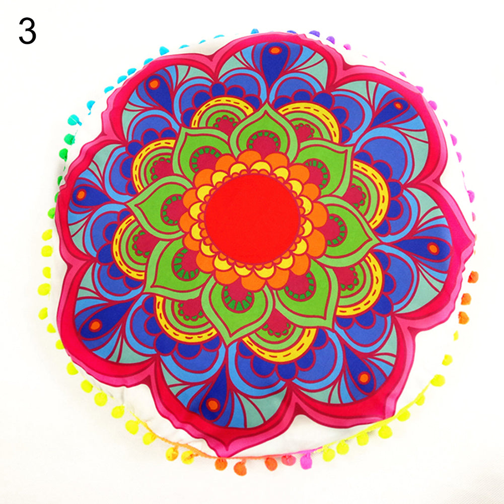 Indian Mandala Floor Round Pillow Case Meditation Boho Cushion Cover Decoration