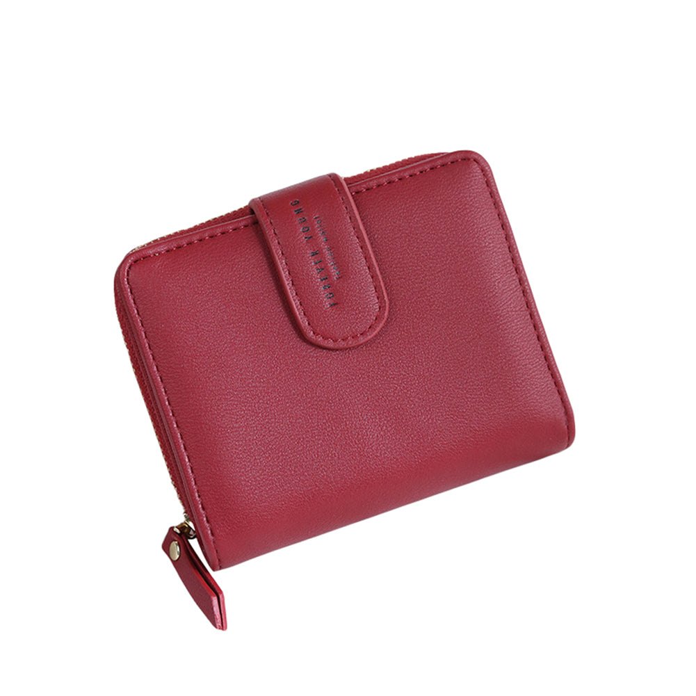 Lady Fashion Faux Leather Wallet Card Holder Zipper Short Purse Christmas Gift