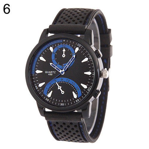 Men's Fashion Black Silicone Band Metal Case Analog Quartz Sports Wrist Watch