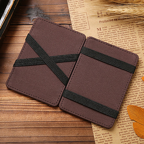 Men's Business Faux Leather Money Clip Card Holder Slim Bifold Magic Wallet