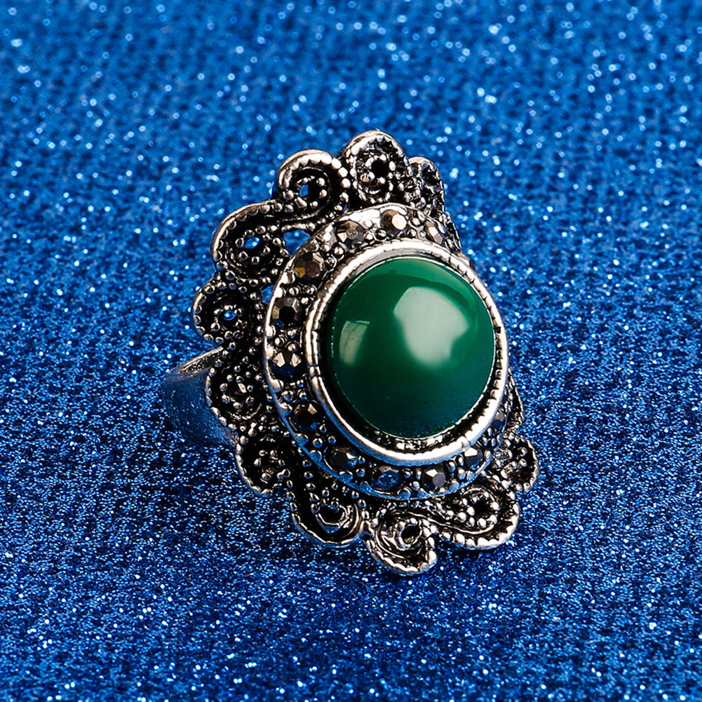 Retro Gothic Flower Hollow Engraving Alloy Finger Ring Men Women Jewelry Gift